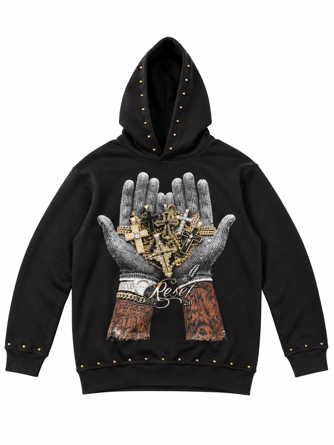 Hoodie Mani Borchiata Marrone #Reset2.0